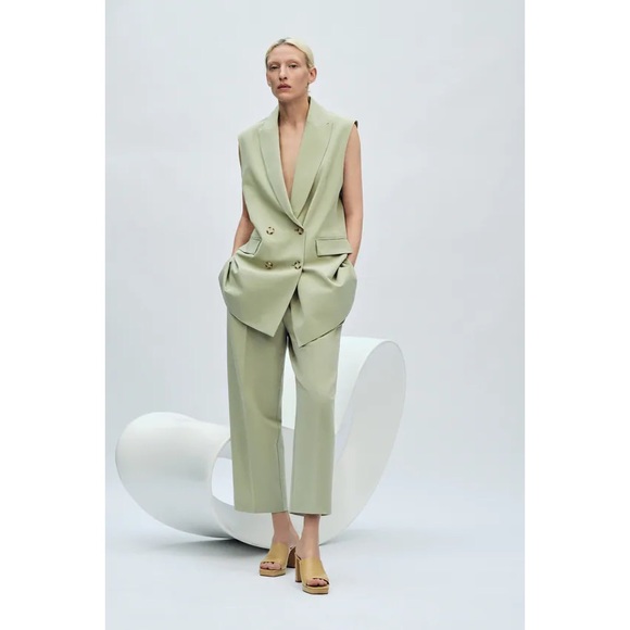 Zara Jackets & Blazers - Zara Double Breasted Vest Blazer Green Size L NWT